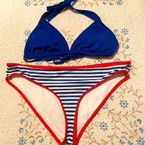 City Streets Red White and Blue Bikini Top L Bottom XL